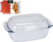 Glazen ovenschalen/serveerschalen rechthoekig met deksel 34 cm 5,1 liter - Ovenschotel oven serveerschalen van glas