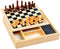 Houten spellendoos 4-in-1 - Denkspel - Schaken Backgammon Mikado Domino - Afmeting kist 17x17x3cm