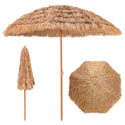 coast Hawaiiaanse Stijl Stroparasol Ø205 cm – Natuurlijk Design met 8 Metalen Ribben