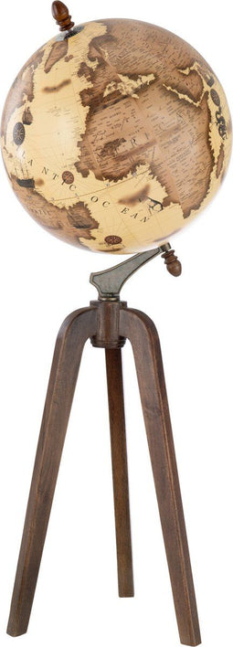 J-Line wereldbol Op Voet - hout - oranje/bruin - extra large