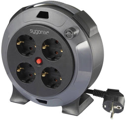 Sygonix SY-5806896 Kabelhaspel 5 m Zwart Randaarde stekker