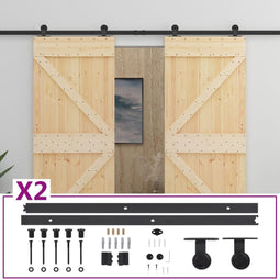 vidaXL - Schuifdeur - met - beslag - 80x210 - cm - massief - grenenhout