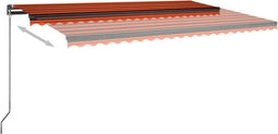 vidaXL - Luifel - automatisch - met - LED - windsensor - 500x300 - cm - oranje - bruin
