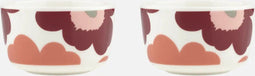 Marimekko - Unikko - Kom - 2,5dl - wijnrood en roze - 2 stuks