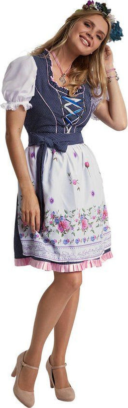 Dressforfun Mini-Dirndl Garching 2 S - kostuum - vetersluiting met strass - donkerblauw
