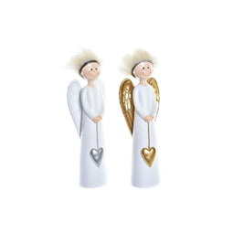 Kerstversiering DKD Home Decor Hars Engel (7,5 x 5 x 21,5 cm) (2 Stuks)