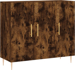 vidaXL - Dressoir - 90x34x80 - cm - bewerkt - hout - gerookt - eikenkleurig