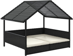 vidaXL - Hondenhok - met - kussen - poly - rattan