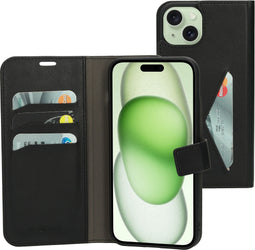 Mobiparts iPhone 15 Plus - Classic Wallet Case - Ruimte voor pasjes - Zwart