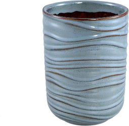 PTMD Mabelyn Blue Ceramic Pot Wavy Pattern Round L