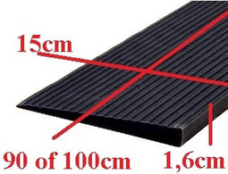 Rubber drempelhulp 1,6 x 15 x 100 cm met lijmlaag (zwart)