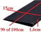 Rubber drempelhulp 1,6 x 15 x 100 cm met lijmlaag (zwart)