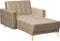 ABERDEEN - Chaise longue - Zandbeige - Symmetrisch - Fluweel