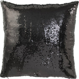 J-Line kussen Omkeerbaar Sequin - katoen/linnen - zwart/zilver