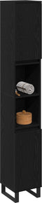 vidaXL - Badkamerkast - Zwart - Eiken - 30x30x190 - cm - Engineered - Wood