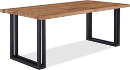 Feel Home - 200x100 Eettafel - Massief Glad Boomstamblad Eiken - 5 cm dik - Twin U Frame