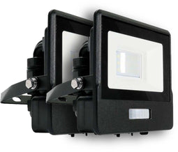 V-TAC VT-118S-B LED Schijnwerper - PIR Sensor - IP65 Waterdicht - Zwart - 10W - 735 Lumen (2 stuks)