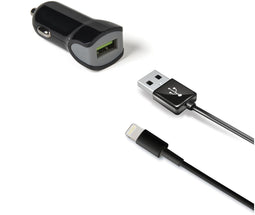 Celly CCUSBLIGHT - Turbo Autolader met USB-Lightning Kabel - 2.4A Output - Zwart