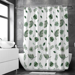 Loti Living Douchegordijn Anti Schimmel – Blaadjes - Inclusief ringen – Waterdicht - Polyester -