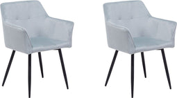 Set van 2 eetkamerstoelen JASMIN Fluweel Lichtgrijs