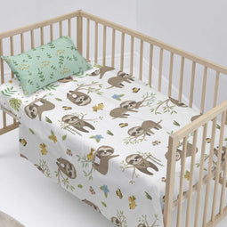 Happy Friday Sheet set 2 pieces Happy sloth 120x180 cm (Cot bed) Multicolor