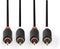 Stereo-Audiokabel - 2x RCA Male - 2x RCA Male - Verguld - 1.00 m - Rond - Antraciet - Polybag