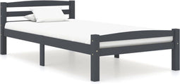 vidaXL - Bedframe - massief - grenenhout - donkergrijs - 90x200 - cm