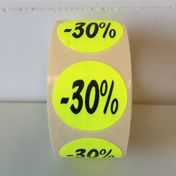 Klika - Etiket fluor geel 27mm -30% 500/rol - 30 stuks