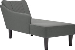 vidaXL - Chaise - longue - met - rechterarmleuning - stof - donkergrijs