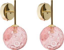 ANADYR - Wandlamp set van 2 - Goud/Roze - Glas/Metaal