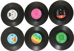 Retro Vinyl Onderzetters Set van 6