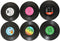 Retro Vinyl Onderzetters Set van 6