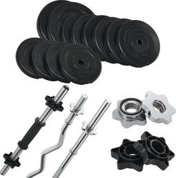 Halterset 3 in 1 - Halterstang 60kg - Zwart/Zilver