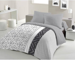 ETHNO microvezel dekbedset - 1 dekbedovertrek 240 x 260 cm + 2 kussenslopen 63 x 63 cm - Grijs