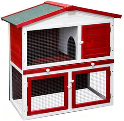 Konijnenhok met ren - hok voor konijn cavia knaagdieren - kooi voor dieren - dierenverblijf -