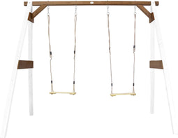 AXI Dubbele Houten Schommel in Wit/Bruin - FSC hout - Vrijstaande schommelset met 2 houten schommelzitjes - Schommelset voor kinderen - 10 jaar Garantie!