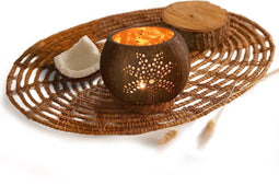 Namture 2 Kokosnoot Waxinelichthouders - Theelichthouders - Kaarsenhouder - Diameter 13 cm - Hoogte 10 cm - 100% Natuurlijk - Duurzaam