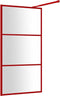 vidaXL - Inloopdouchewand - transparant - 115x195 - cm - ESG-glas - rood