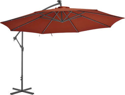 vidaXL - Zweefparasol - met - LED-verlichting - 350 - cm - terracottakleurig