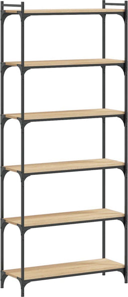 vidaXL - Boekenkast - 6-laags - 80x30x188 - cm - bewerkt - hout - sonoma - eiken