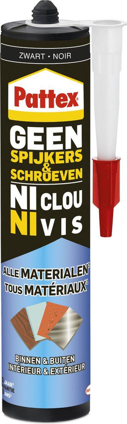 Pattex Montagekit ZWART 390g - Geen Spijkers & Schroeven Montagelijm - Binnen en buiten - Alle materialen - Extreem sterk - Steenlijm - Montage lijm - Montage kit - Steen lijm