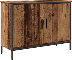 vidaXL - Wastafelkast - 80x30x60 - cm - bewerkt - hout - oud - houtkleurig