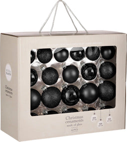 House of Seasons - Kerstballen Set - 42 Stuks - Ø7 cm - Glas - Zwart (42 stuks)