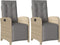 vidaXL - Tuinstoelen - 2 - st - verstelbaar - voetensteun - poly - rattan - beige - mix