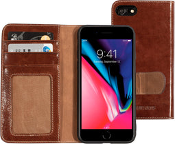 Mobiparts Excellent Wallet Case - Flip cover - Echt leder - Bruin (iPhone 7, iPhone 8)
