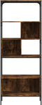vidaXL - Boekenkast - 5-laags - 76x33x188,5 - cm - bewerkt - hout - gerookt - eiken