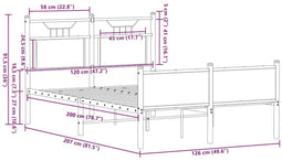vidaXL - Bedframe - zonder - matras - hout - gerookt - eikenkleurig - 120x200 - cm