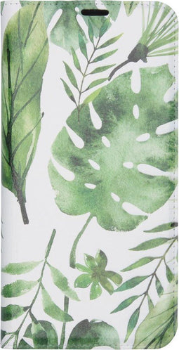 Hoesje Met Pasjeshouder Geschikt voor Samsung Galaxy A21s - Design Softcase Bookcase (Chester) met standaard - Meerkleurig / Monstera Leafs