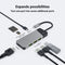 Green Cell HUBGC01 - USB Hub - 1x HDMI 3x USB 3.2 type-C - Zilver