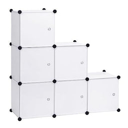 Woltu Modulaire Opbergkast met Deur - Wit - 96 x 30 x 96 cm - 6 Compartimenten